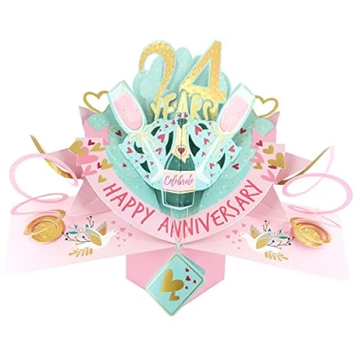 Image of 24 Years Happy 24th Anniversary Pop Up Greeting Card Love Kate&#039;s 3D Cards POP216MC24