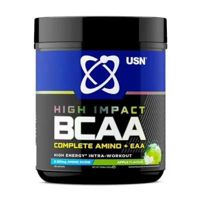 Image of USN Complete Amino &amp; EAA Intra Workout Powder, Apple Flavour 400g, Vegan Energy Drink, Premium BCAA Acids Glutamine Recovery High Impact Pre Post Shake