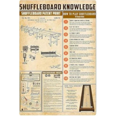 Image of Shuffleboard Knowledge Metal Tin Signs How To Play Posters Club Guide Plaques Home Room Bar Wall Decor 8x12 Inches