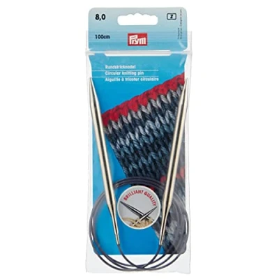 Image of Prym Circular Knitting Needle, Brass, Silver, 8 mm