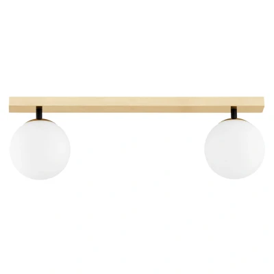 Image of Freemont Globe Ceiling 2 Light Opal Matt, Brushed Brass