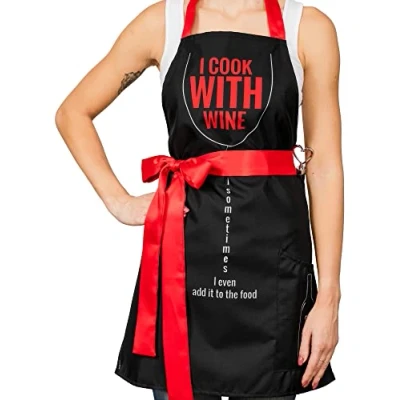 Image of diVinto Woman Cooking Apron with Stopper and Pockets, BBQ apron, Funny Gift for Women Wine Lover
