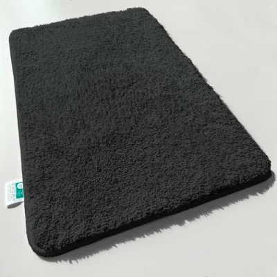 Image of casa pura Deep Pile Soft Bath Mat, High Fluffy Bathroom Rug (Black, 50 x 80 cm) Non slip Machine Washable Floor Mat Rug, Large Shaggy Carpet Runner