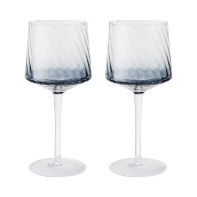 Image of Denby Contemporary Fluted Blue Gin Glass Set Of 2