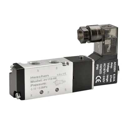Image of Heschen Electrical Pneumatic Solenoid Valve 4V110 06 220VAC 2.5VA PT1/8 5 Way 2 Position CE
