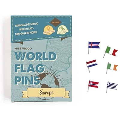 Image of Miss Wood Country Flag Stickers with Fixing Pins 15.6 x 11 2 cm Self Adhesive blue