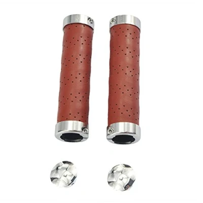 Image of UPANBIKE Bike Grips Leather Double Lock On Fit 22.2mm Handlebar for Mountain Road Bicycle (One Pair)