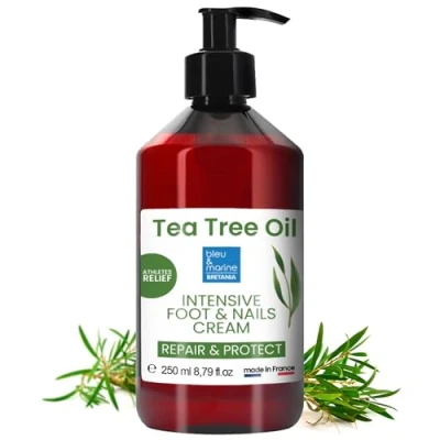 Image of Tea Tree Repair Cream for Feet, Hands and Nails: Moisturising Cream, Foot Deodorant, Soothing Balm, Skin Protector, Cracked Heels Calluses 250 ml
