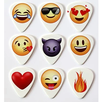 Image of 9 White Emoticon Guitar Plectrums Harmony Picks