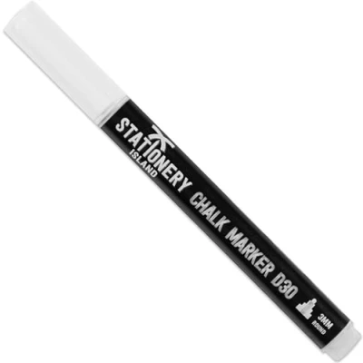 Image of STATIONERY ISLAND Chalk Pen White, Marker for Blackboard, Erasable Liquid Pen, Wipeable Chalkboard, Window, Glass and Mirror (3mm Bullet Nib, 1pc)