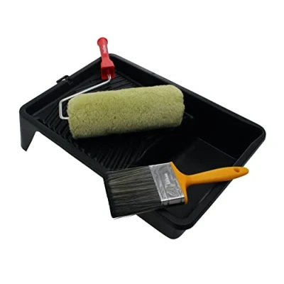 Image of ProDec 9 inch x 1.75&quot; 4 piece Padded Masonry Roller, Frame, 4&quot; Brush and 11&quot; Tray Set, Heavy Duty Paint Roller Set for Painting with Smooth Textured Paints on Exterior Walls, 9&quot;