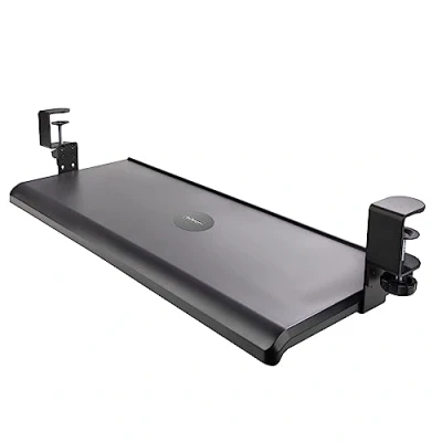 Image of StarTech.com Under Desk Keyboard Tray, Clamp on Ergonomic Holder, Up to 12kg (26.5lb), Sliding and Mouse Drawer with C Clamps, Height Adjustable TRAY (KEYBOARD CLAMP1)