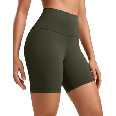 Image of CRZ Yoga Womens Butterluxe 6&#039;&#039; Shorts High Waisted Workout Gym Leggings Running Spandex Biker Olive Green 8