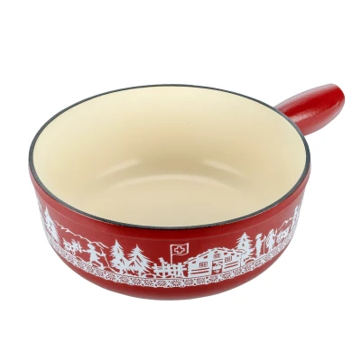 Image of KUHN RIKON 32273 Caquelon Induction Cast Iron Red Alpine Willow 24 cm