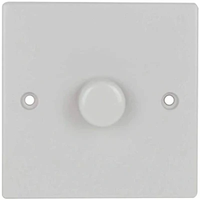 Image of Invero 1 Gang Way 150W Single Round LED Dimmer Switch Standard Square White