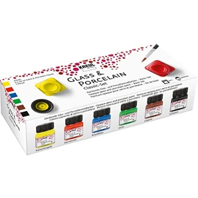 Image of Corvus 641788 Glass Colours Kr Porcelain/Ceramic Paints 6 Gl, Multi Color, 20 ml (6er Pack)