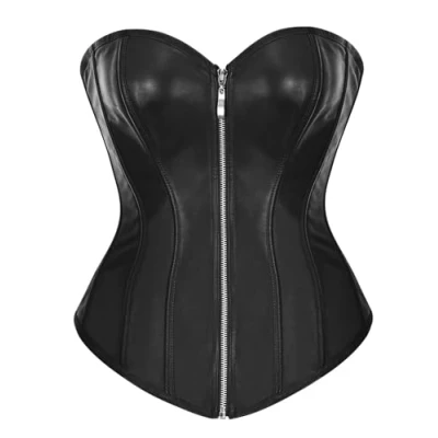Image of Bslingerie® Womens Faux Leather Corset Top (Black, XXL)