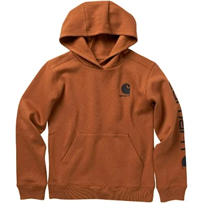 Image of Carhartt Boys&#039; Long Sleeve Hooded Sweatshirt, Brown, S