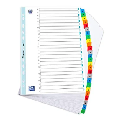 Image of Oxford A4 A Z Indices with Coloured Plastic Coated Tabs, Multi Colour