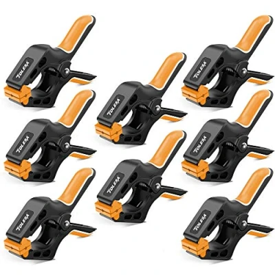 Image of TOLESA 4 Inch Spring Clamps for Woodworking 8PC Large Wood with 15 Lbs Powerful Clamping Force Reinforced Plastic Nylon 1.8 Jaw Opening Heavy Duty Gluing Crafts