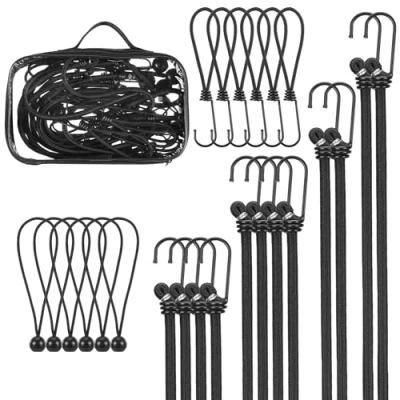 Image of PRETEX Bungee Cords Set of 24pcs Universal Cord Straps and Fixings Heavy Duty Bungees Perfect for Camping, Luggage &amp; Tarpaulin