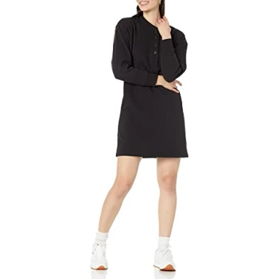 Image of Amazon Essentials Women&#039;s Knit Henley Sweatshirt Dress (Available in Plus Size), Black, L