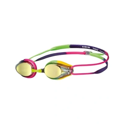 Image of Arena Unisex Youth Swim Goggle Tracks Mirror, Violet/Fuchsia/Green, Junior