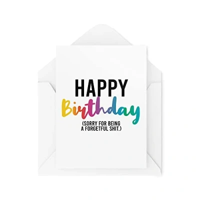 Image of Funny Cards Birthday Card Belated Late Happy 30th 40th 50th 60th 70th Greeting Witty Humour Laughter Banter Joke Fun CBH57