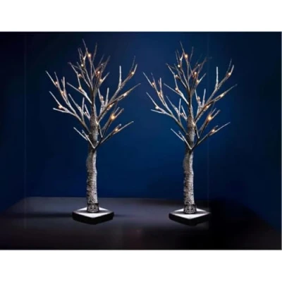 Image of Trendi® Christmas Snowy Twig Tree Warm White LED Light Up Artificial Decoration Indoor Outdoor (2 FT x 2)