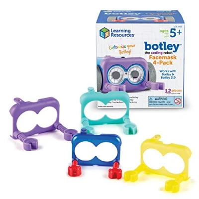 Image of Learning Resources LER2953 BOTLEY The Coding Robot Facemask 4 Pack, Multi Coloured