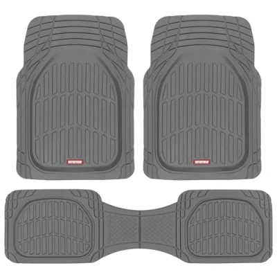 Image of Motor Trend MT 923 GR Gray FlexTough Contour Liners Deep Dish Heavy Duty Rubber Floor Mats for Car SUV Truck &amp; Van All Weather Protection