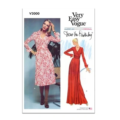 Image of VOGUE V2000U5 Misses&#039; DVF Wrap Dress by Diane von Furstenberg U5 (16 18 20 22 24) Single Multicoloured