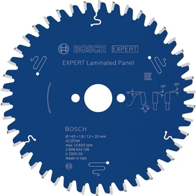 Image of Bosch 2608644126 42T &quot;Expert&quot; Circular Saw Blade for Laminate, Blue, 140 x 20 1.8 mm