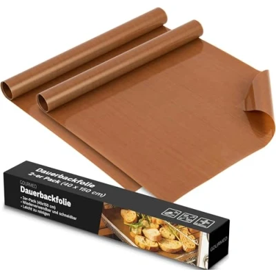 Image of GOURMEO Reusable Baking Paper Roll Set of 2 40 x 150 cm Heat Resistant &amp; Non Stick Teflon Sheets for Oven Dishwasher Friendly Greaseproof Tray Sheet Liner