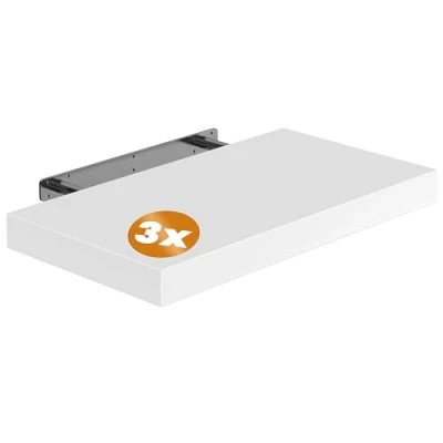 Image of CASARIA® Set of 3 50cmx23cm Floating Shelf Including Bracket Wall Shelving Living Room Kitchen Bedroom Office 38mm Thick Hidden Fixing 15kg Capacity MDF Matt White