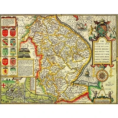 Image of Lincolnshire Historical Map 1000 Piece Jigsaw Puzzle (1610). Free print!