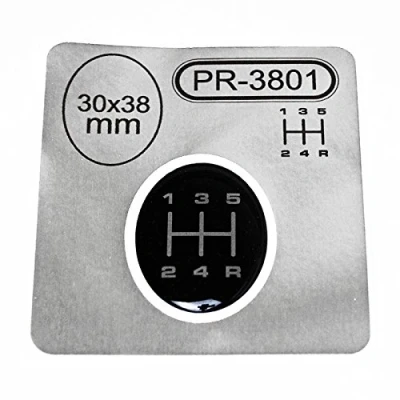 Image of 1 x gear lever sticker, oval, 30 38 mm, 5 speed knob emblem, silicone scheme