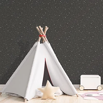 Image of G78407 Tiny Tots 2 Glittery Stars Black Glitter Galerie Wallpaper