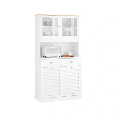 Image of Sobuy Tall Cupboard Sideboard with Trash Bin Hamper Tilt Out Cabinet,FSB101 W