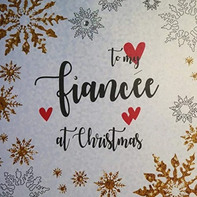 Image of White Cotton Cards XF2 FF Large &quot;to My Fiancée at Christmas&quot; Handmade Christmas Card