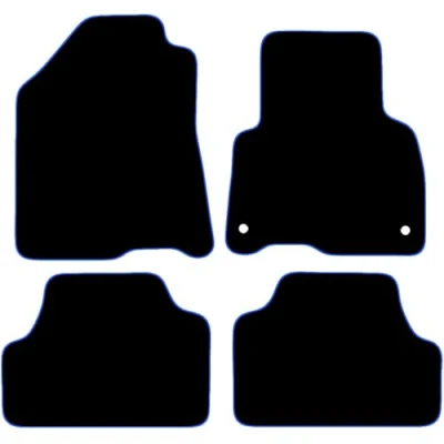 Image of Carsio Carpet Car Mats For Kia Soul EV Electric 2019+ Onwards Tailored Fit Floor Mat Set Complete Accessory Black Custom Fitted All Weather, Anti Slip Backing &amp; Blue Trim