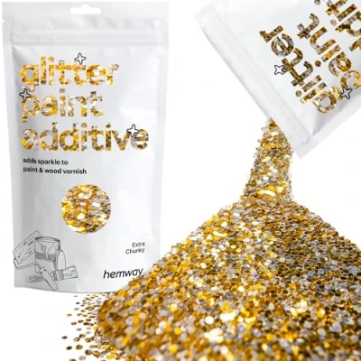 Image of Glitter Paint for Walls Gold Silver Additive Emulsion Latex Acrylic Sparkles Extra Chunky Interior Painting 100g / 3.5oz