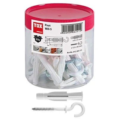Image of TOX hook Pirat Will S w. all purpose plugs Trika in round tin, 20 pieces, 01226111
