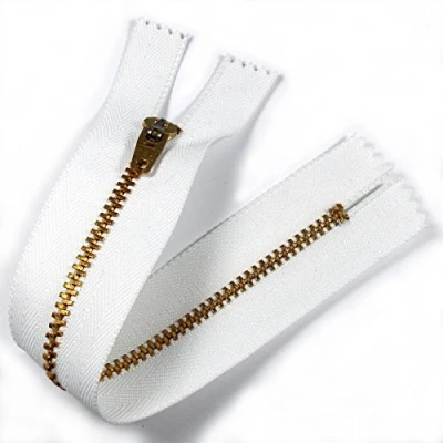 Image of Gold Colour Metal Trouser Jeans Zip Closed End 7 inch (17.5cm) (White)
