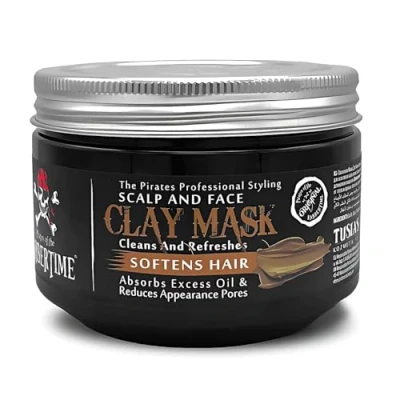 Image of Barbertime Clay Facial Mask 300ml Multi Vitamin Minerals for Deep Cleansing, Skin Brightening, Face Hydrating and Oil Control