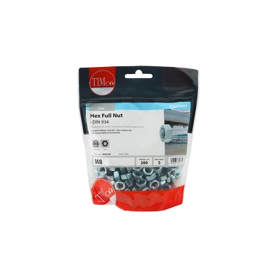 Image of 3x TIMCO Hex Full Nuts Zinc 8HNUTZB Pack of 300