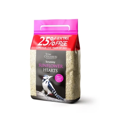 Image of Tom Chambers Scrummy Sunflower Hearts 25% FOC 2.5kg