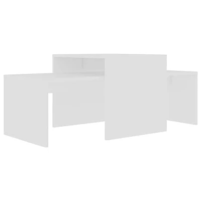 Image of vidaXL White Coffee Table Set, Nesting Design, Engineered Wood, Versatile Usages Ideal for Living Room, Stable, Durable &amp; Easy to Clean
