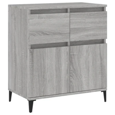 Image of vidaXL Chic Sideboard in Grey Sonoma Engineered Wood with Iron Legs for Living Room and Bedroom Easy to Clean Storage Cabinet