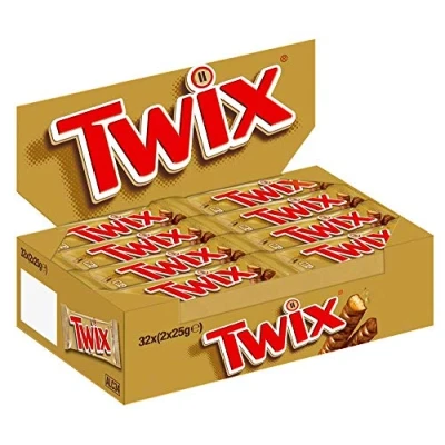 Image of Twix Milk Chocolate Bars with Biscuit &amp; Caramel, Bulk Chocolate, 32 Snack of 50g